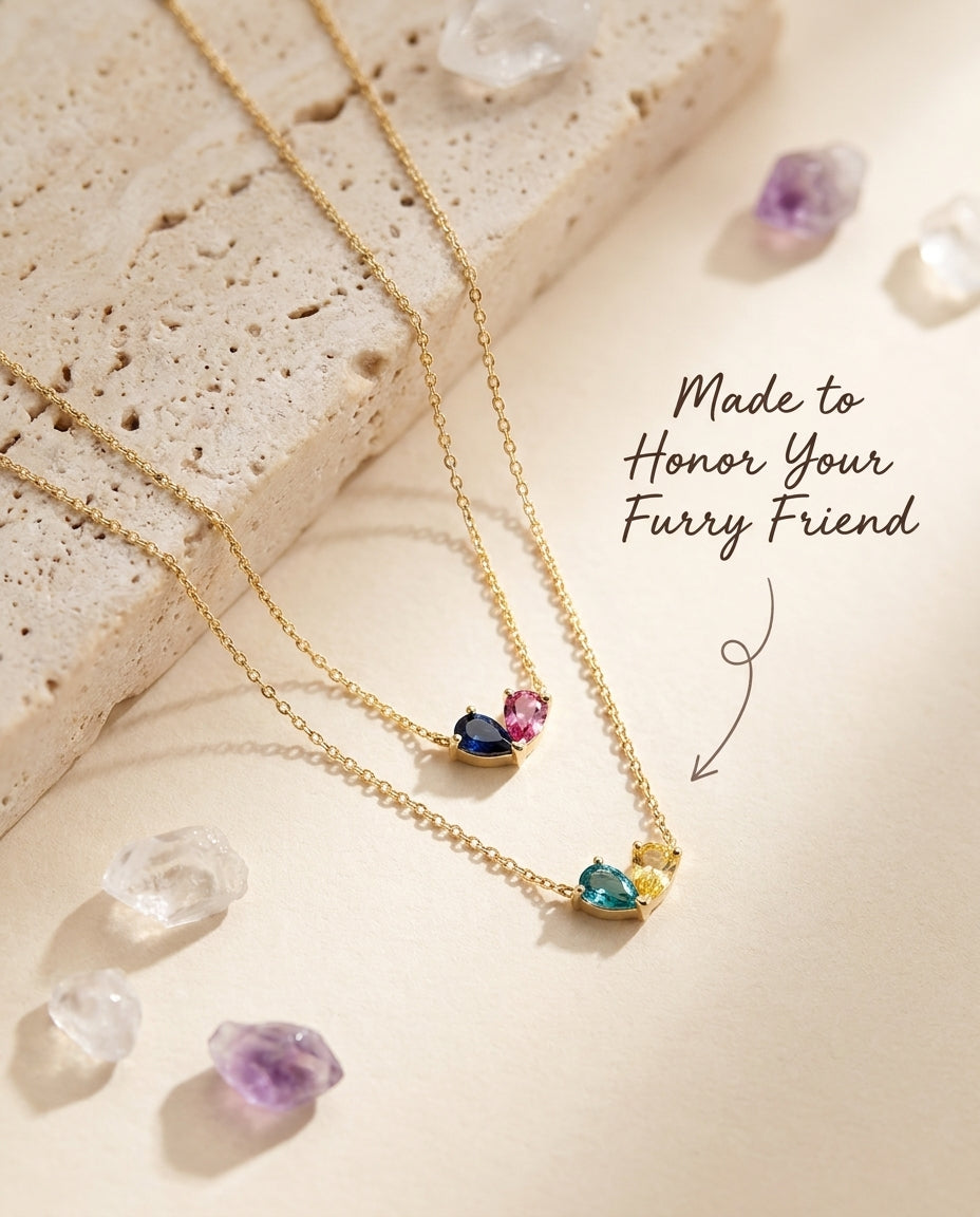 Colorful Pear Duo Gemstone Necklace