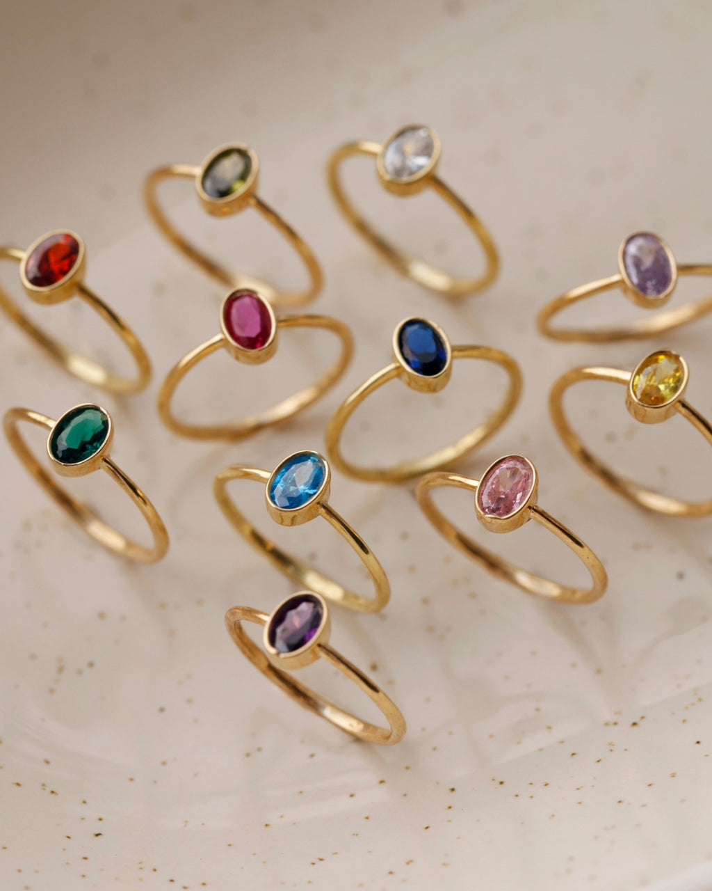 Personalized Dainty Birthstone Ring, Everyday Ring - 18k Gold Vermeil