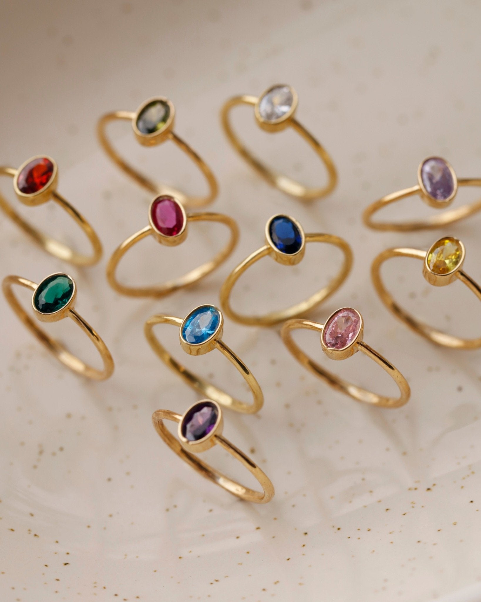 Personalized Dainty Birthstone Ring, Everyday Ring - 18k Gold Vermeil