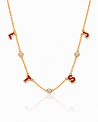 Custom Enamel Initial & Diamond Station Necklace