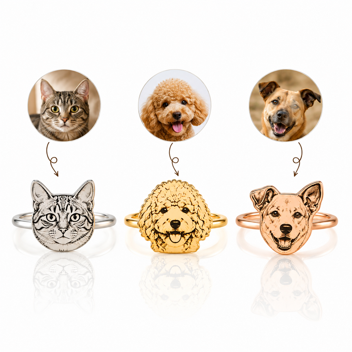 Custom Engraved Pet Photo Ring - Personalized Gold Jewelry