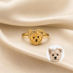 Custom Engraved Pet Photo Ring - Personalized Gold Jewelry