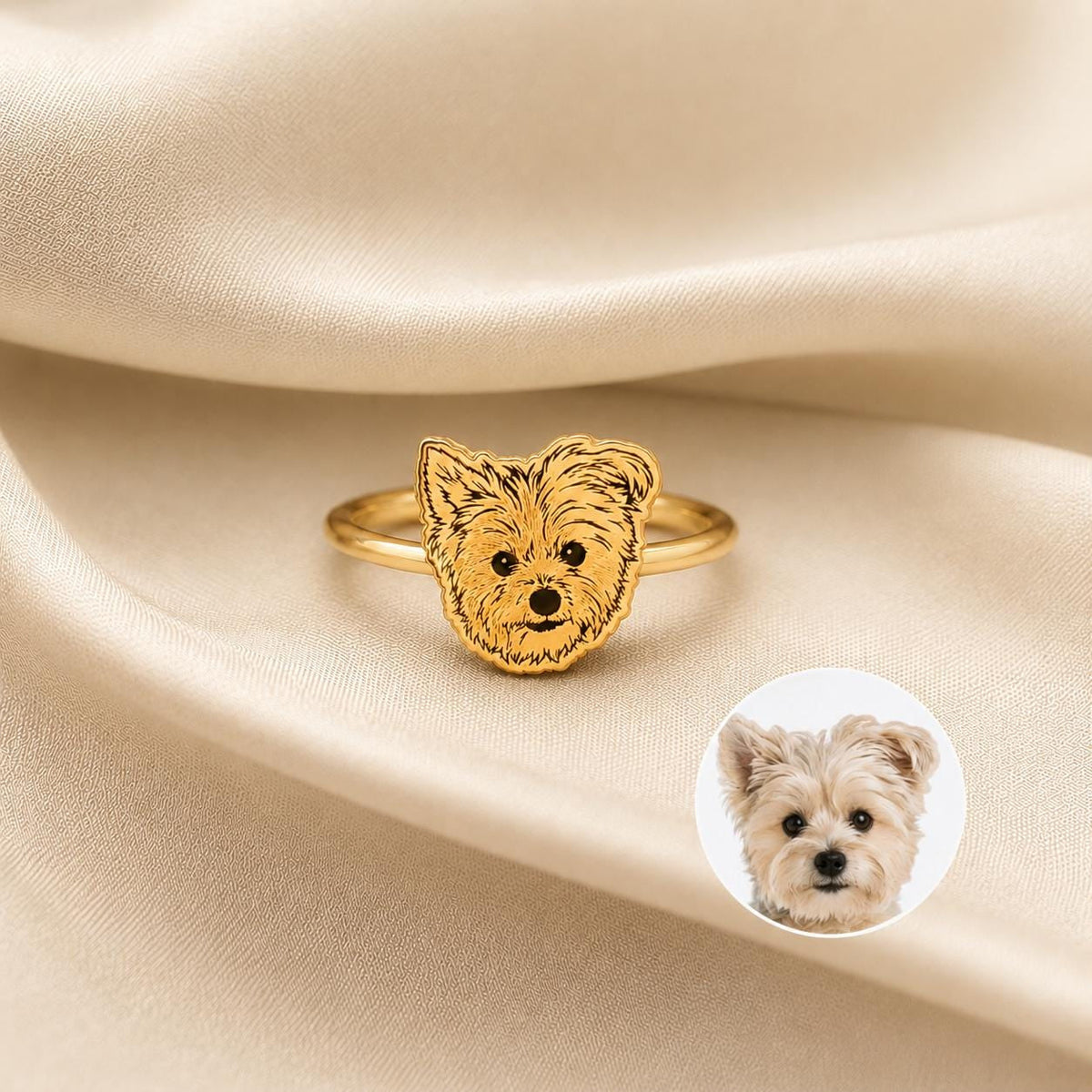 Custom Engraved Pet Photo Ring - Personalized Gold Jewelry