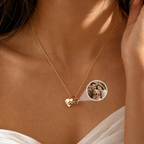 Custom Paw Print Photo Projection Heart Necklace