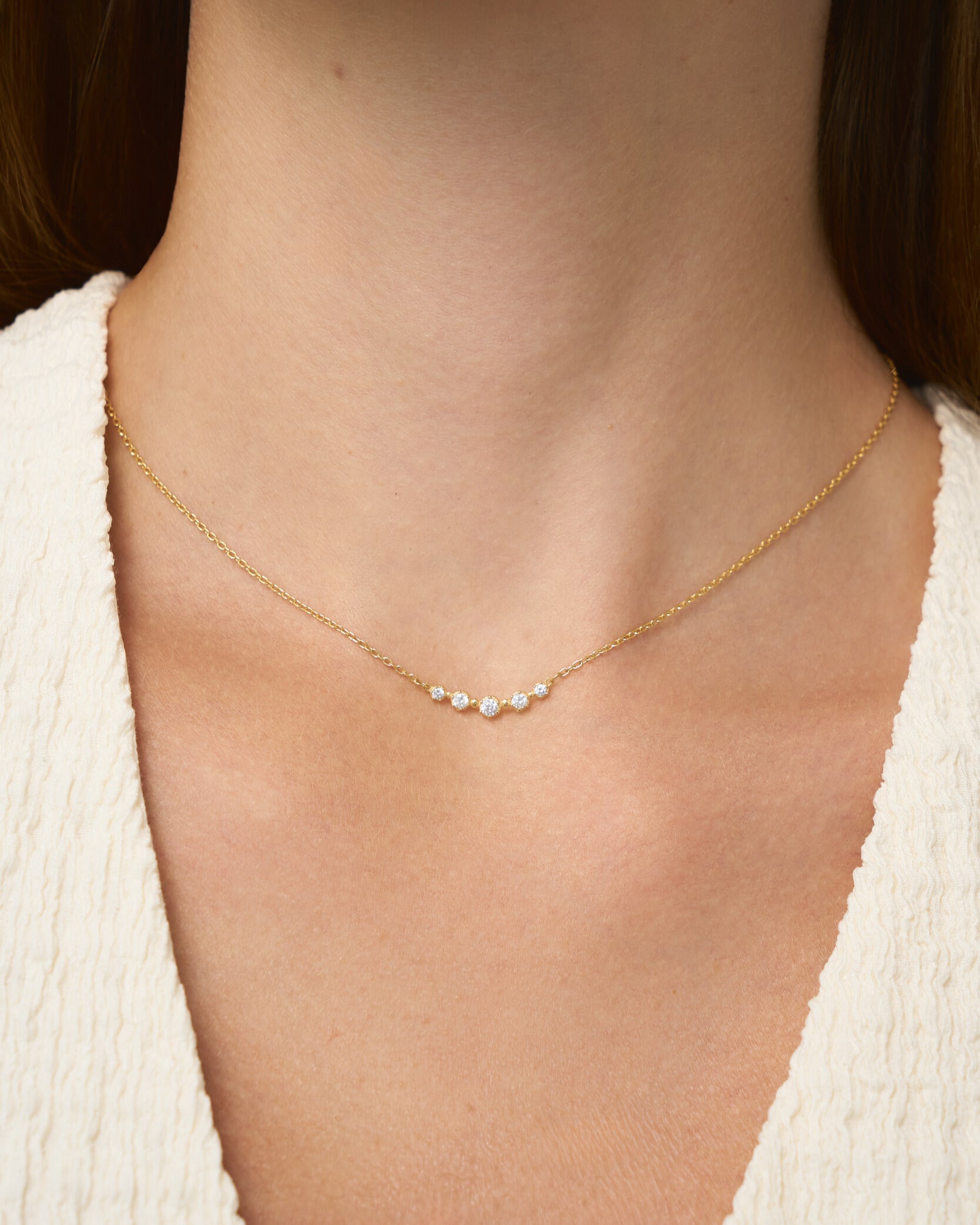 Tiny Bazel Set Necklace Minimalist Everyday - 925k Sterling Silver