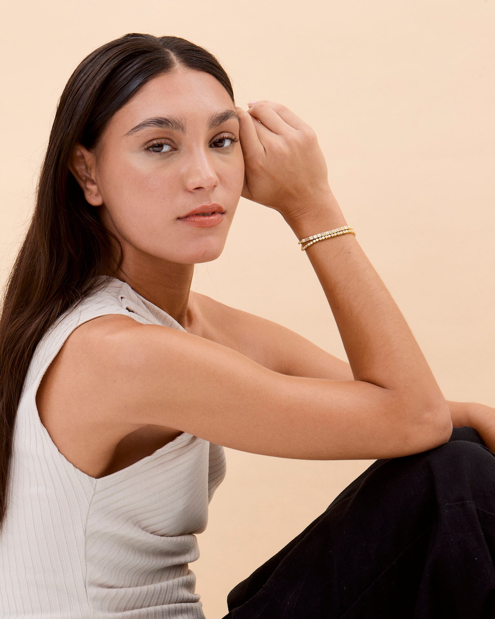 Round & Baguette CZ Tennis Bracelet Set - 18k Gold Vermeil