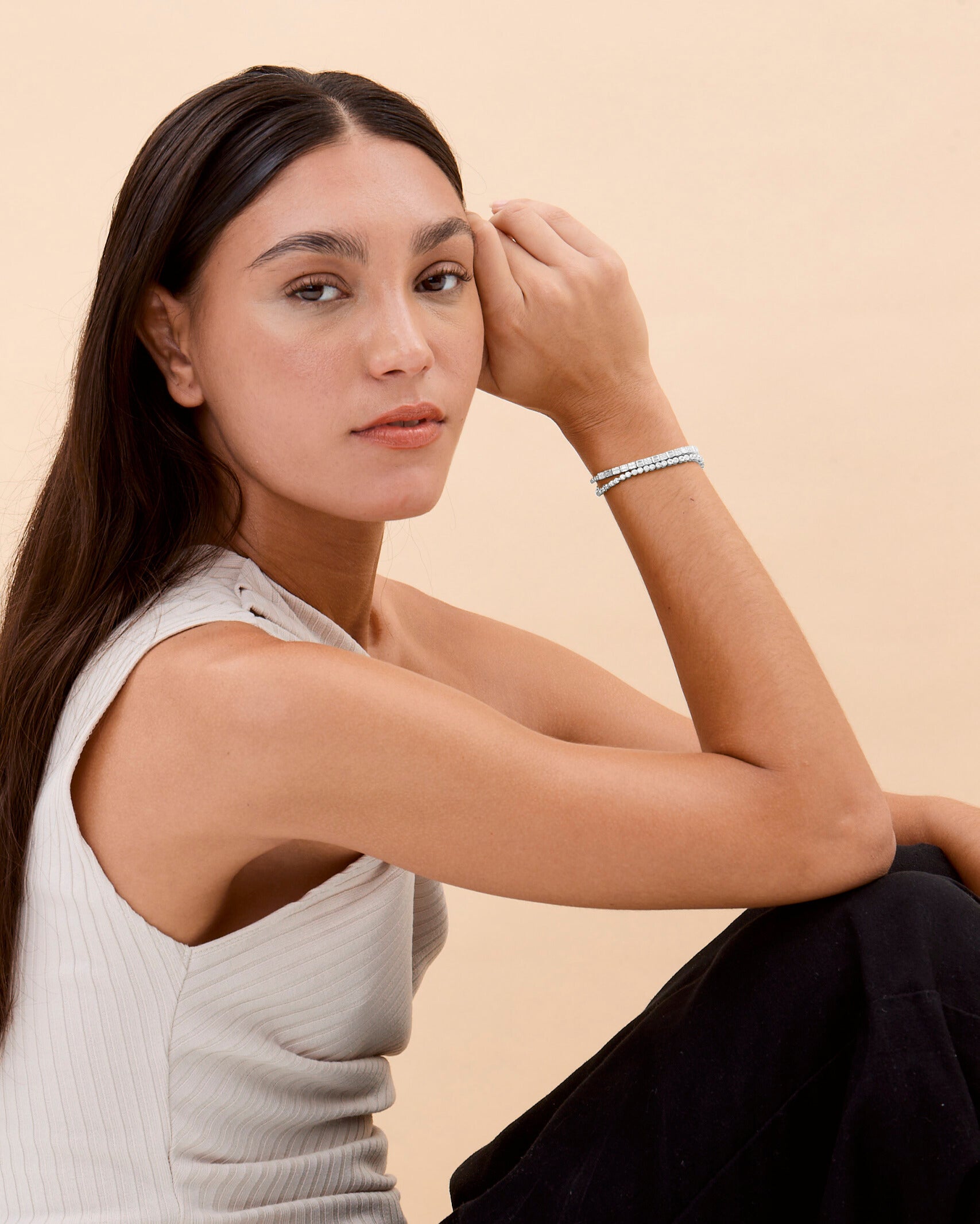 Round & Baguette CZ Tennis Bracelet Set - 925k Sterling Silver