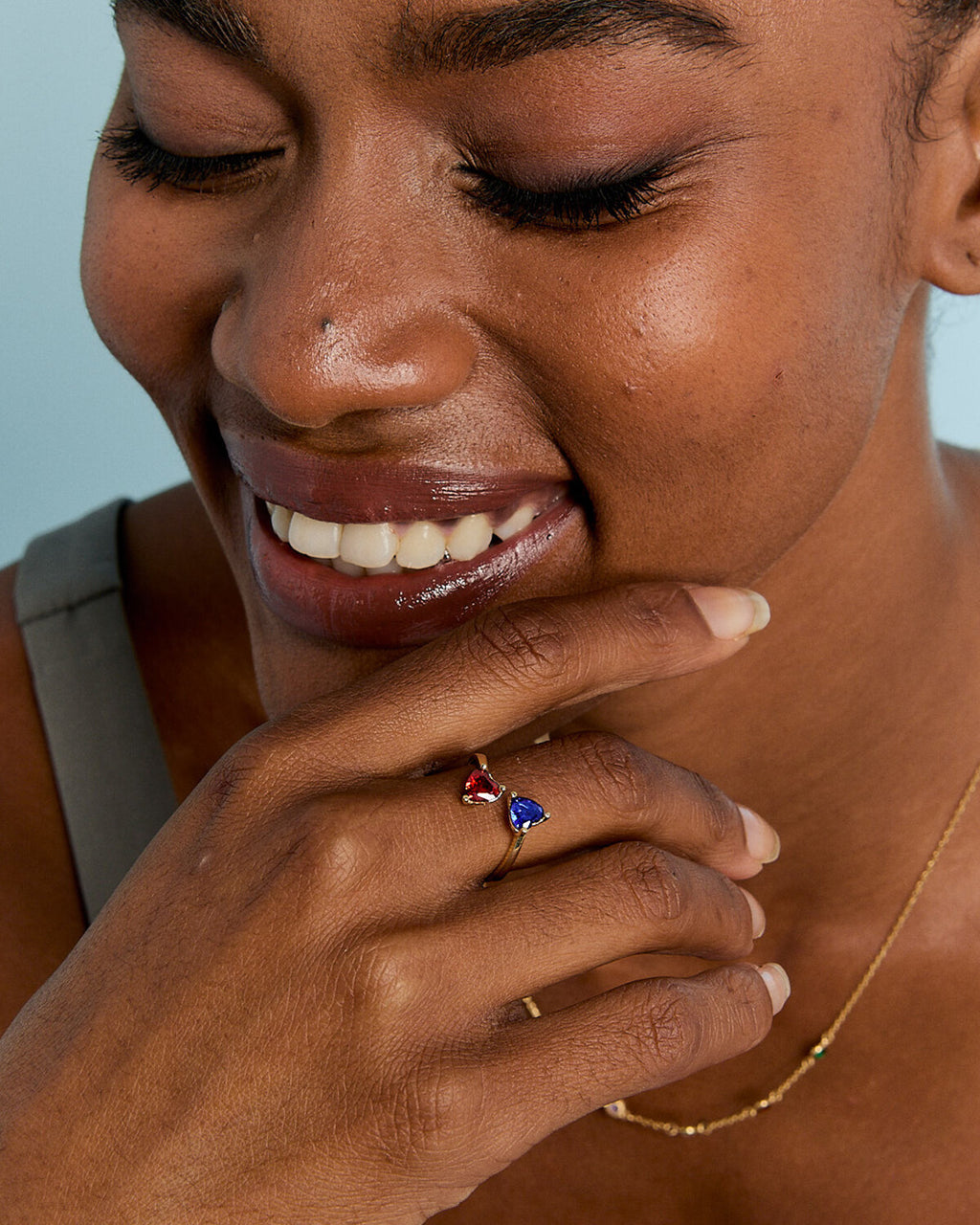 Custom Heart Birthstone Ring, Stacking Ring - 18k Gold Vermeil