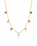 Dainty Birthstone Gemstone Station Necklace in Sterling Silver