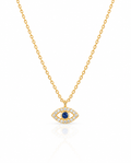 Dainty Diamond Evil Eye Necklace in 14k Gold
