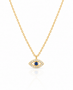 Dainty Diamond Evil Eye Necklace in 14k Gold