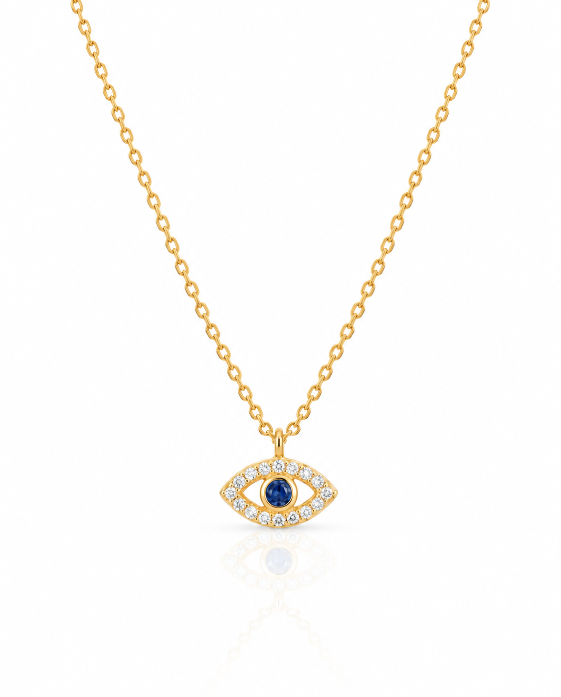 Dainty Diamond Evil Eye Necklace in 14k Gold