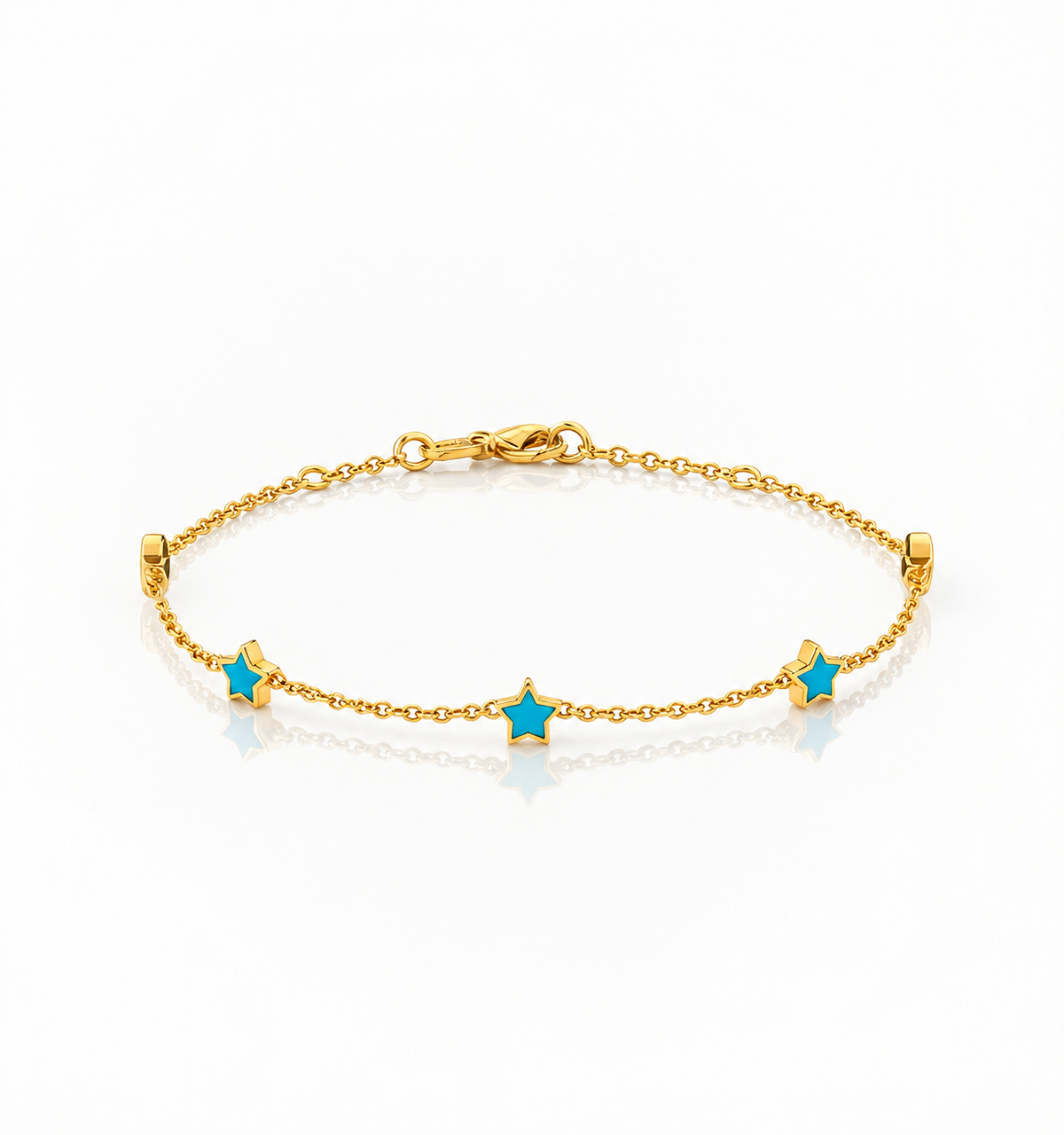 Dainty Gold Bracelet with Turquoise Stars