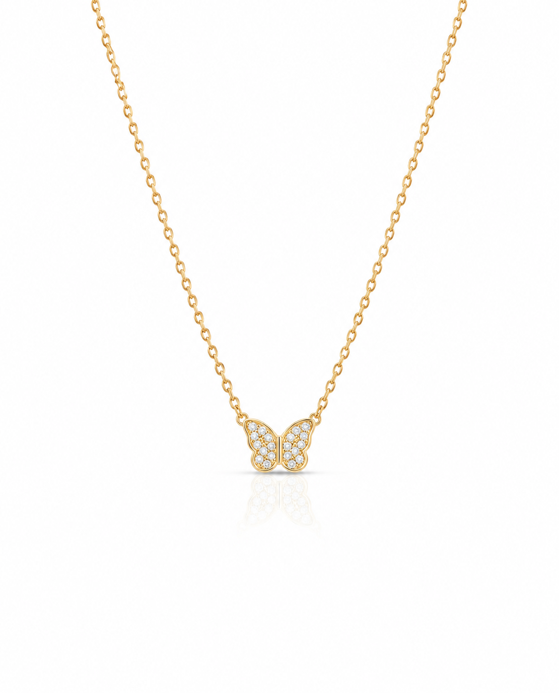Dainty Gold Butterfly Necklace with Pave Crystals