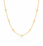 Dainty Gold Cross Station Necklace | Minimalist Faith Jewelry