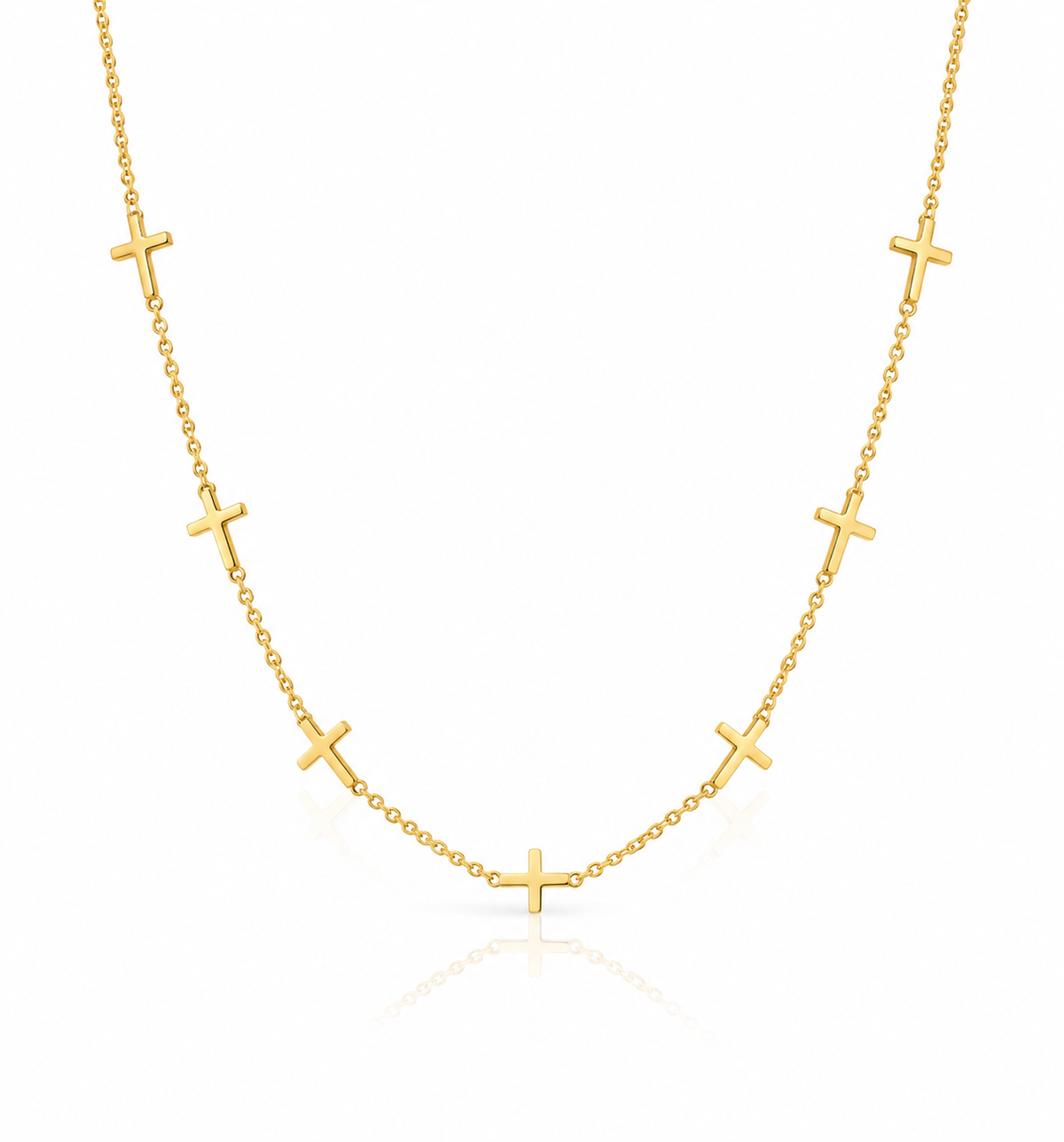 Dainty Gold Cross Station Necklace | Minimalist Faith Jewelry