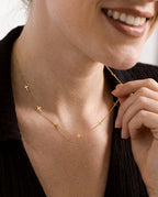 Dainty Gold Cross Station Necklace | Minimalist Faith Jewelry