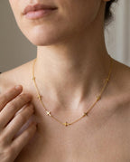 Dainty Gold Cross Station Necklace | Minimalist Faith Jewelry