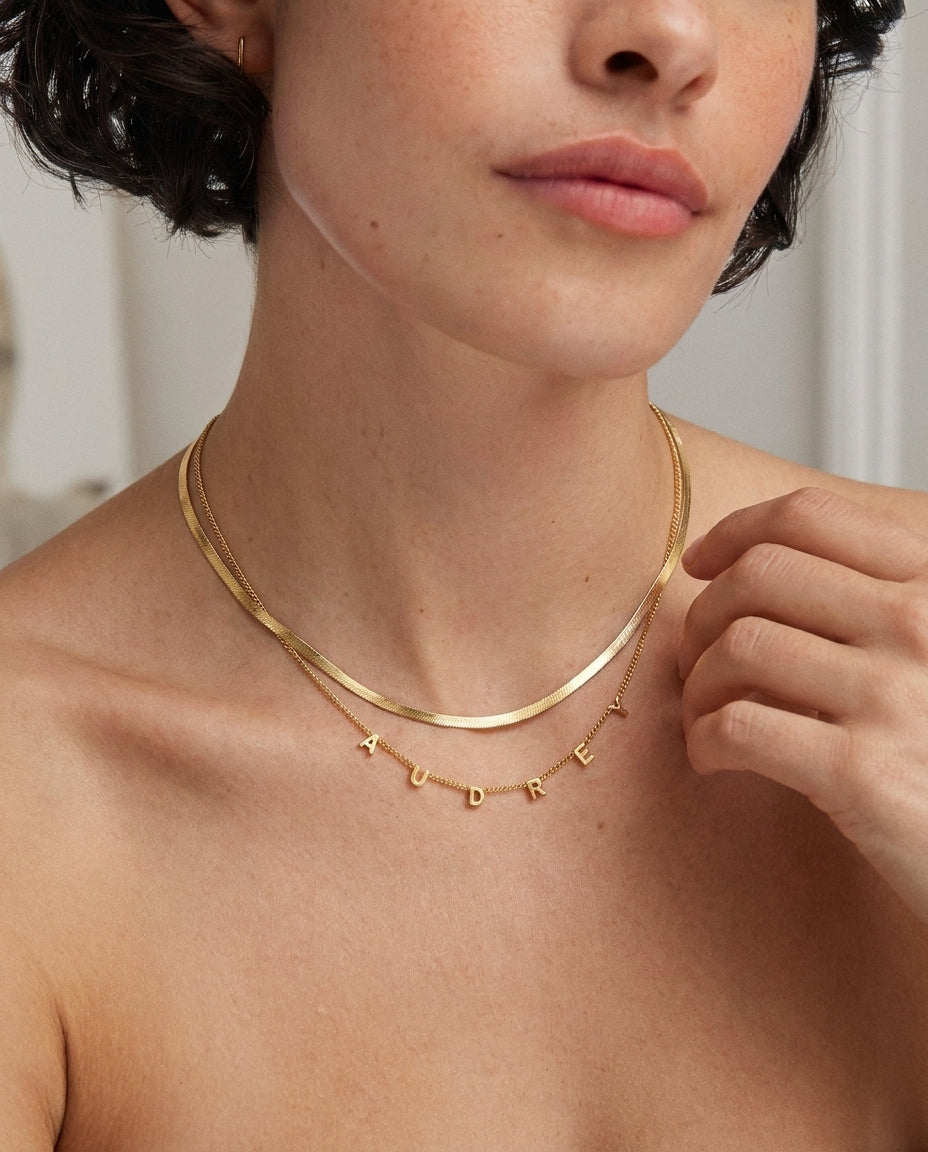 Dainty Gold Custom Name Necklace - Personalized Letter Jewelry