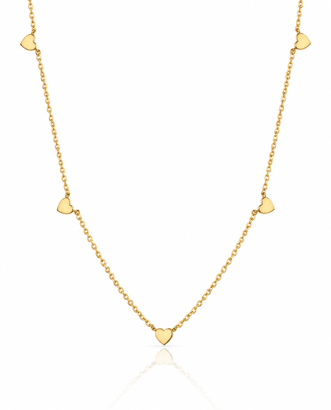 Dainty Gold Heart Station Necklace | Minimalist Charm Jewelry