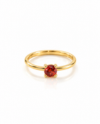 Dainty Gold Solitaire Ring with Square Red Gemstone