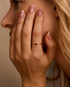 Dainty Gold Solitaire Ring with Square Red Gemstone