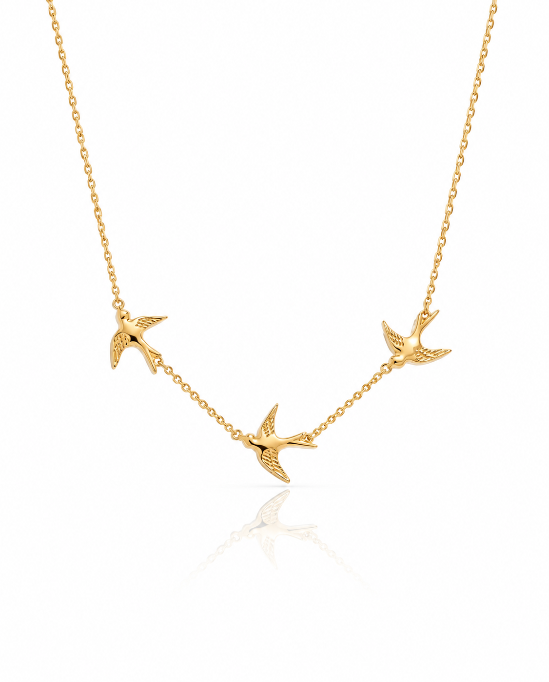Dainty Gold Swallow Flight Necklace - Minimalist Bird Charm Jewelry