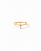 Dainty Pave Diamond Cross Ring in Silver
