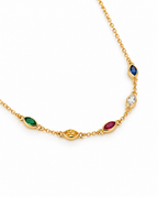 Dainty Rainbow Marquise Gemstone Station Necklace in Gold