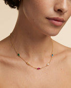 Dainty Rainbow Marquise Gemstone Station Necklace in Gold