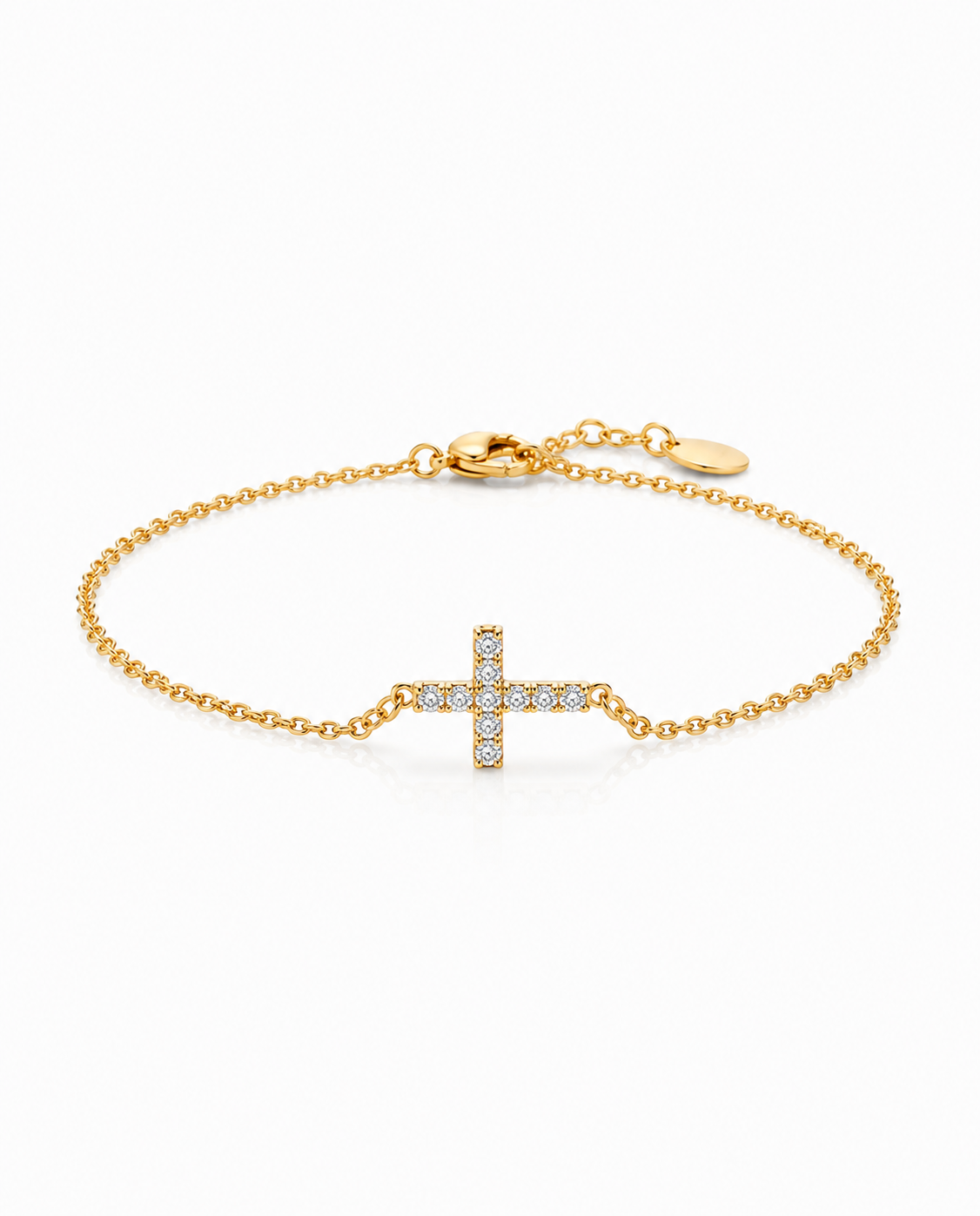 Dainty Sideways Cross Bracelet in Gold - Faith Jewelry