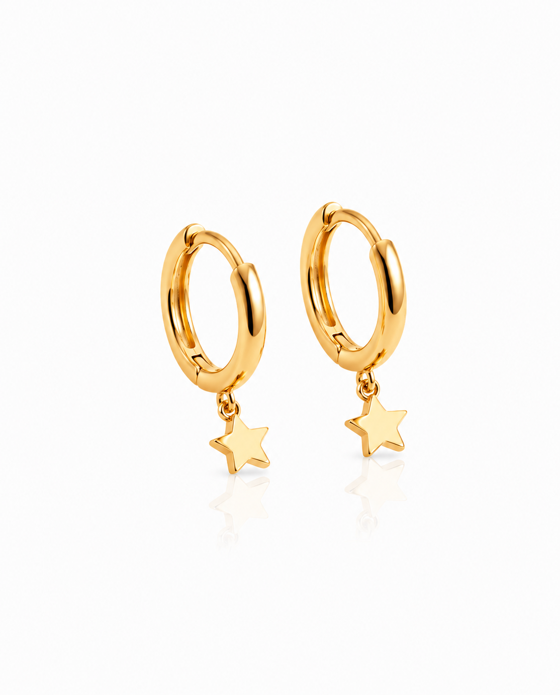 Dainty Star Charm Rose Gold Huggie Hoop Earring
