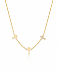 Dainty Triple Cross Necklace in Gold & Pavé Diamond