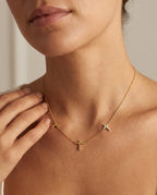 Dainty Triple Cross Necklace in Gold & Pavé Diamond