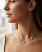 Dainty Triple Cross Necklace in Gold & Pavé Diamond