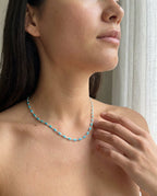 Dainty Turquoise & Gold Marquise Station Necklace
