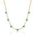 Dainty Turquoise Heart Station Necklace in Gold