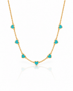Dainty Turquoise Heart Station Necklace in Gold