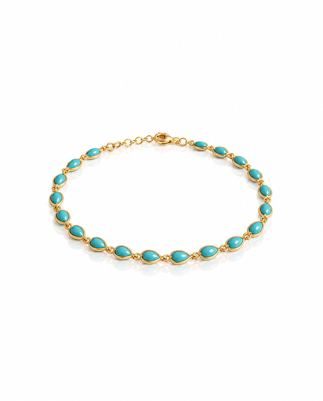 Delicate Teardrop Turquoise Gold Chain Bracelet