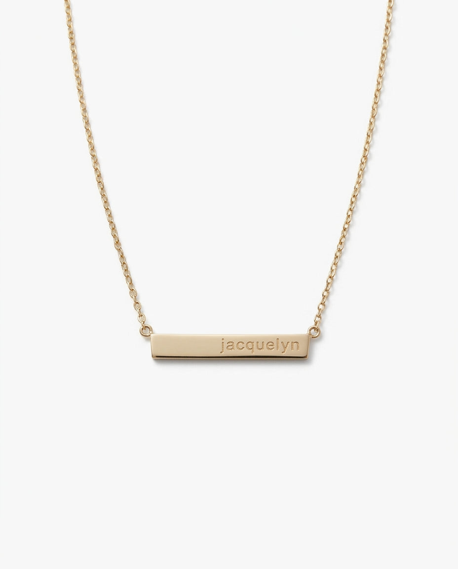 Personalized Engraved Gold Bar Name Necklace