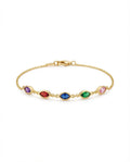 Vibrant Rainbow Marquise Crystal Gold Bracelet
