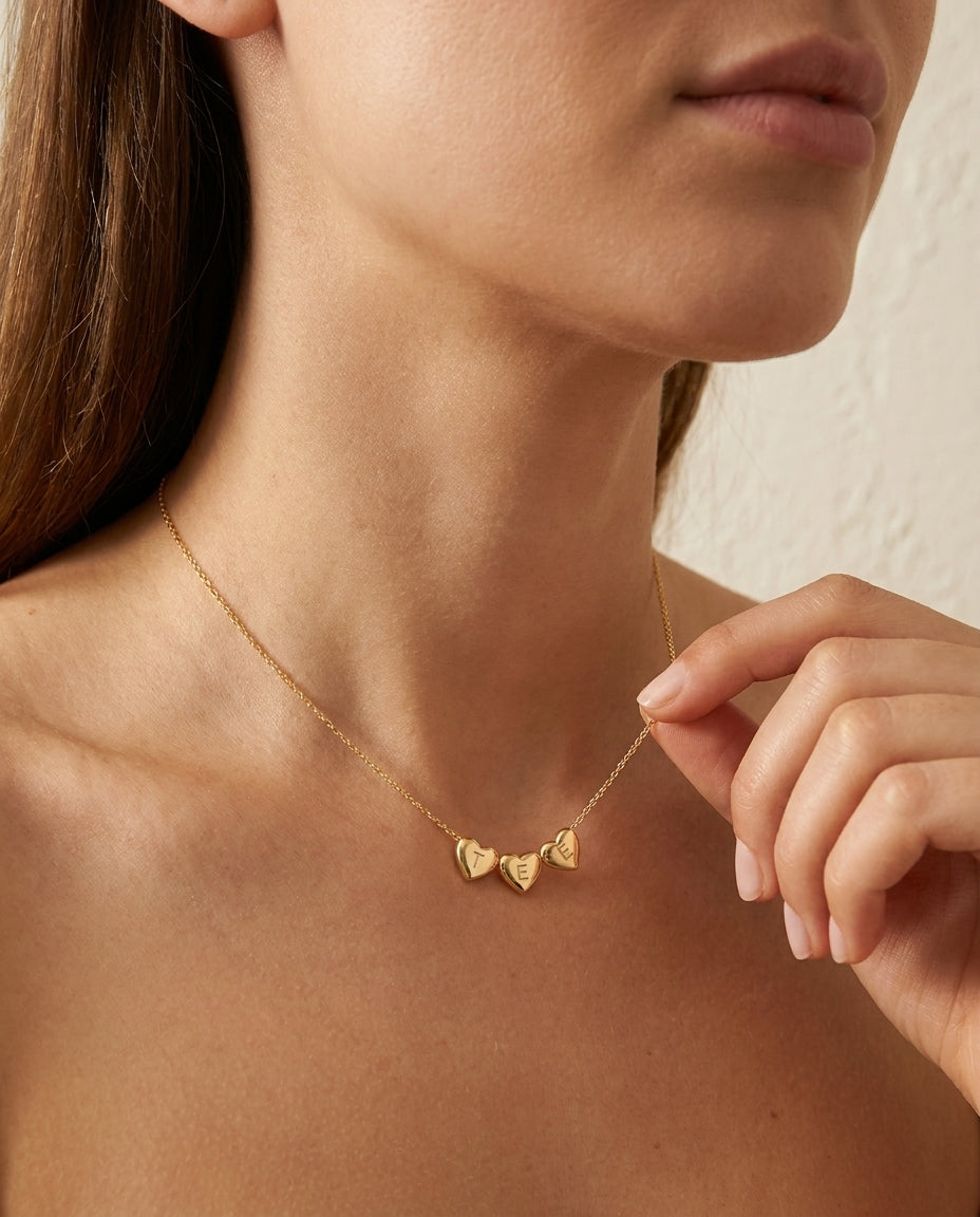 Personalized Initial Heart Necklace - Dainty Gold Jewelry