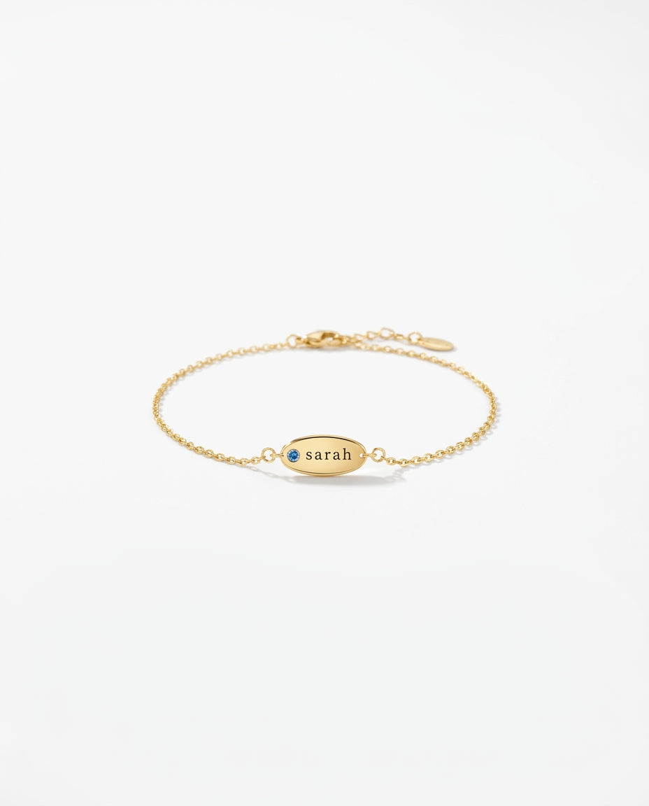 Personalized Gold Birthstone Name Bracelet