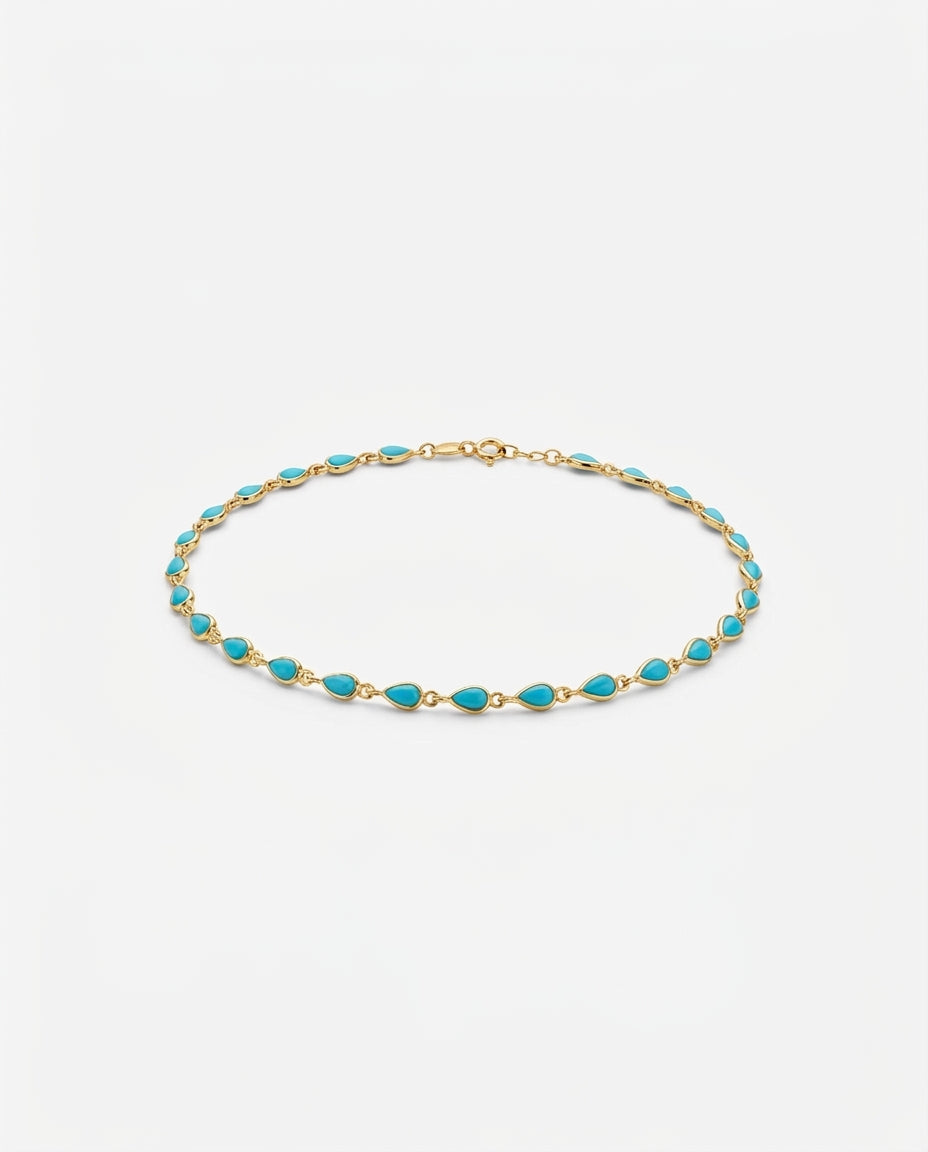 Dainty Turquoise & Gold Marquise Station Necklace