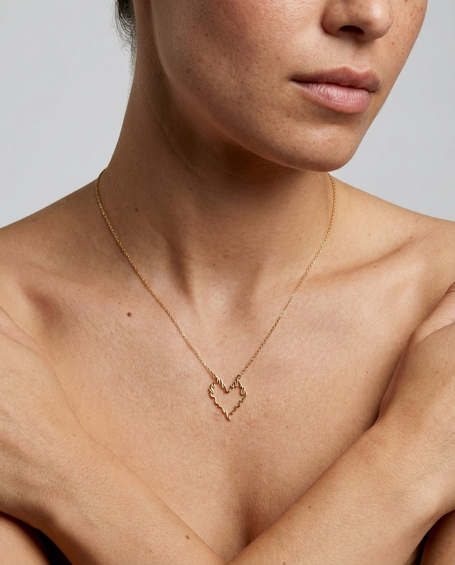Flaming Heart Gold Necklace | Dainty Pendant for Women