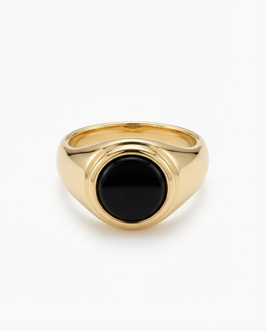 Classic Gold Signet Ring with Black Onyx