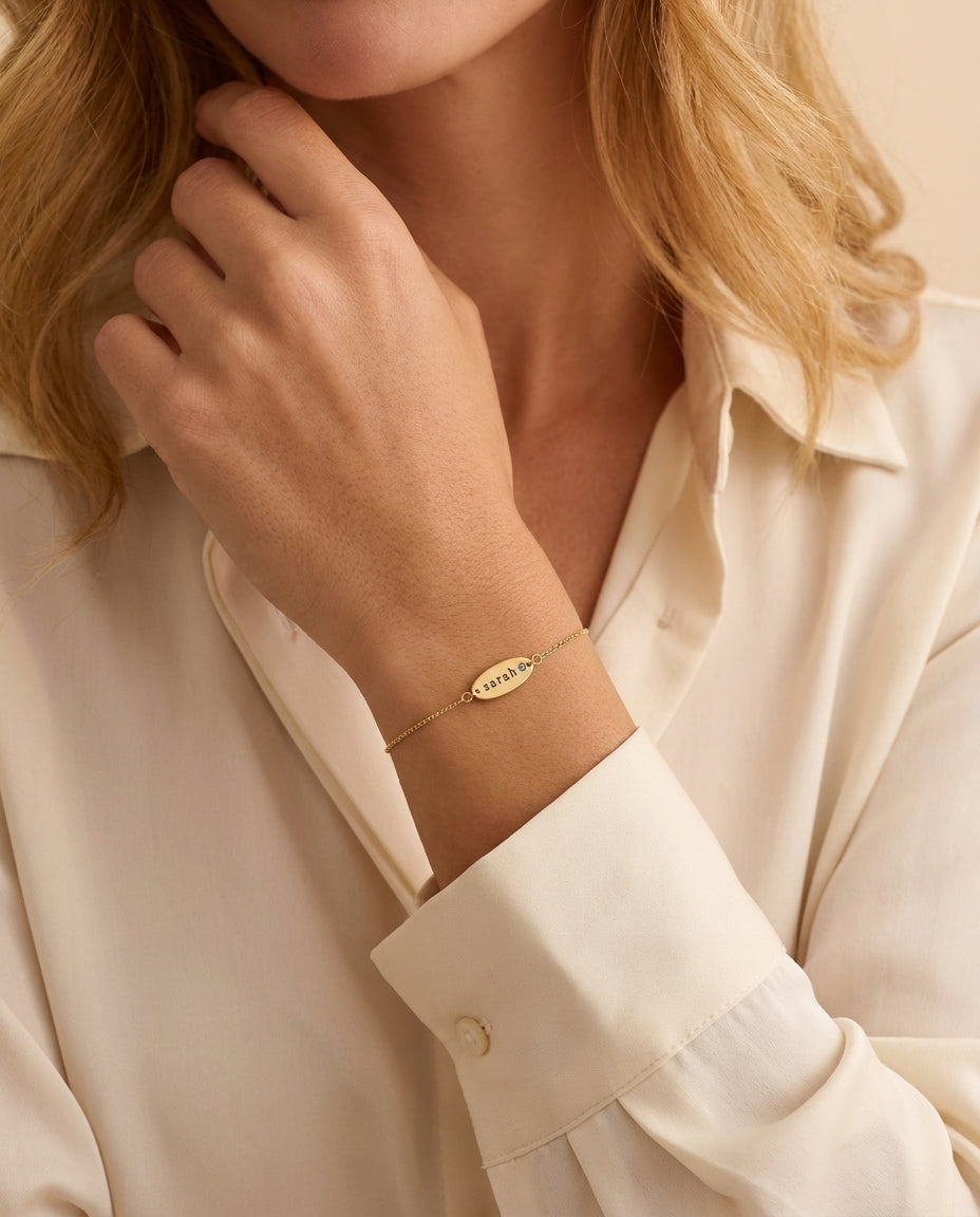 Personalized Gold Birthstone Name Bracelet