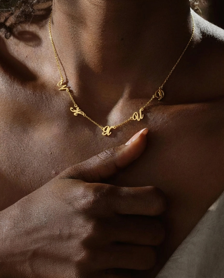 Personalized Spaced Letter Necklace - Custom Gold Initial Jewelry