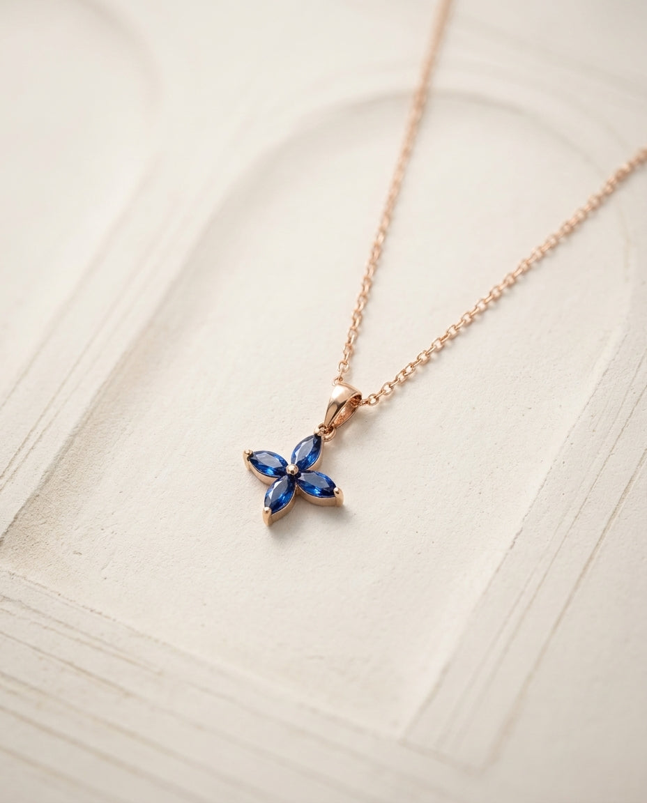 Gold Birthstone Clover Pendant Necklace