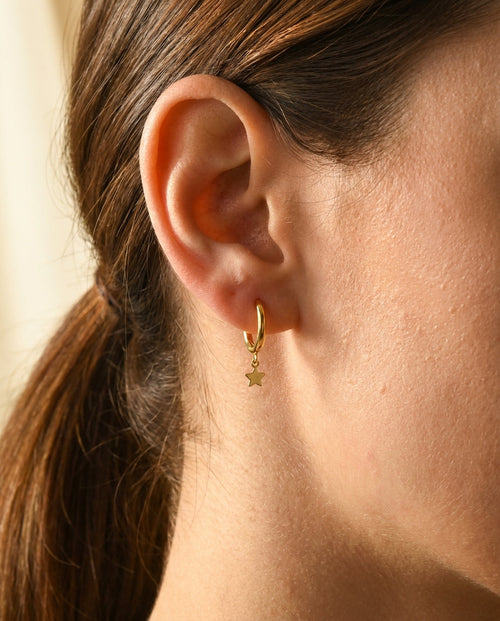 Dainty Star Charm Rose Gold Huggie Hoop Earring